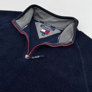 Tommy Hilfiger Pullover Jacket MENS Navy Blue 1/4 Zip Fleece Coat SIZE 2XL